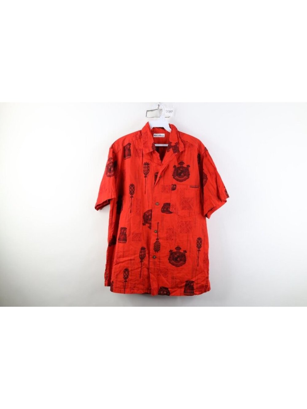Vintage 60s 70s Streetwear Mens Large Loop Collar Hawaiian Luau Button Shirt USA